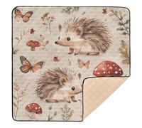 Grand tapis de jeu robuste en terre cuite avec motif hérisson de dessin animé pour intérieur et extérieur, confortable, respirant pour bébé, tout-petit, 127 x 127 cm