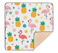 Grand tapis de jeu robuste et imperméable à motif de flamant rose à pois pour nouveau-nés, bébés, tout-petits, 127 x 127 cm