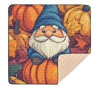Grand tapis de jeu robuste lavable au sol pour bébé, motif automne, nain, citrouilles, 127 x 127 cm