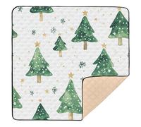 Grand tapis de jeu robuste pliable pour bébé - Motif arbres de safari de Noël - Vert pailleté - Confortable et respirant - Pliable - Pour bébé et nourrisson - 127 x 127 cm avec musique