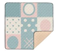 Grand tapis de jeu robuste pliable pour bébé Motif patchwork fleurs pastel pêche 127 x 127 cm