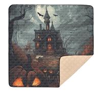 Grand tapis de jeu robuste pour bébé avec illustration d'Halloween dessinée à la main pour le sol, tapis de jeu rembourré confortable pour bébés, enfants, tout-petits, nourrissons, 127 x 127 cm