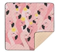 Grand tapis de jeu robuste pour bébé avec motif flamant rose mignon de dessin animé, tapis d'éveil léger pour bébés, nourrissons et tout-petits, 127 x 127 cm