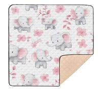 Grand tapis de jeu robuste pour bébé fille, motif éléphants, safari, confortable, respirant, pliable, pour salle de jeux, pour bébés, enfants, tout-petits, nourrissons, 127 x 127 cm