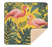 Grand tapis de jeu robuste pour bébé, lavable au sol, motif flamant rose rouge, 127 x 127 cm