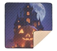 Grand tapis de jeu robuste pour bébé, motif citrouille, château de citrouille d'Halloween, résistant à l'eau, tapis de jeu pour bébés, nourrissons et tout-petits, 127 x 127 cm