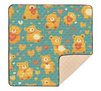Grand tapis de jeu robuste pour bébé - Motif ours jaune rétro - Pour salle de jeux - 127 x 127 cm