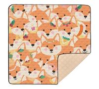 Grand tapis de jeu robuste pour bébé, motif renard, orange, pour le sol, résistant à l'eau, tapis de jeu pour bébés, nourrissons et tout-petits, 127 x 127 cm