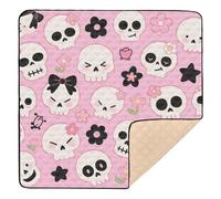 Grand tapis de jeu robuste pour bébé, motif tête de mort et fleurs, 127 cm x 127 cm, pliable en une seule pièce, pour bébés, nourrissons, tout-petits, 127 x 127 cm
