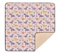 Grand tapis de jeu robuste pour bébé, non toxique, motif dinosaures, rayures violettes, 127 x 127 cm