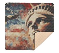 Grand tapis de jeu robuste pour intérieur et extérieur - Confortable et respirant - Motif drapeau américain - 127 x 127 cm