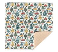 Grand tapis de jeu robuste pour intérieur et extérieur Motif voitures de Noël et arbres Lavable 127 x 127 cm