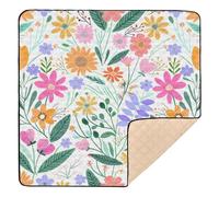 Grand tapis de jeu robuste pour l'intérieur et l'extérieur, motif fleurs colorées artistiques, tapis de jeu portable pour bébé, tout-petit, 127 x 127 cm