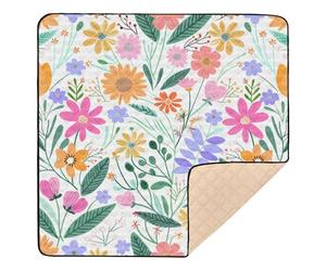 Grand tapis de jeu robuste pour l'intérieur et l'extérieur, motif fleurs colorées artistiques, tapis de jeu portable pour bébé, tout-petit, 127 x 127 cm