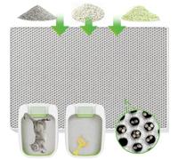 Grand tapis de litière pour chat - 90 x 60 cm - Double couche - Imperméable - Antidérapant - Doux pour les pattes et lavable - Gris