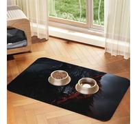 Grand tapis de nourriture pour chien, motif loup noir aux yeux rouges, tapis d'alimentation absorbant pour gamelles d'eau et de nourriture, tapis de placement antidérapant pour sols, imperméable