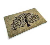 Grand tapis de porte épais décoratif en fibre de coco avec motifs de nature (arbre vert)