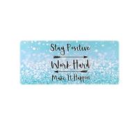 Grand tapis de protection de bureau, tapis de bord, tapis d'ordinateur portable, tapis d'écriture pour la maison, 80 x 30 cm - Paillettes Stay Positive Work Hard SYz197 (bleu, X)