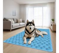 Grand tapis de refroidissement bleu en polyester pour aider les chiens et les chats à rester au frais sur les lits, canapés et dans les voitures toute la journée (L)