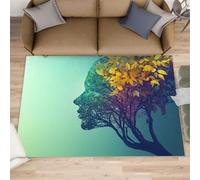 Grand tapis de salon - Intégration naturelle - Surréalisme - Ne perd pas ses poils - Pour chambre à coucher, chambre d'enfant, bureau, salle de jeux - 160 x 230 cm