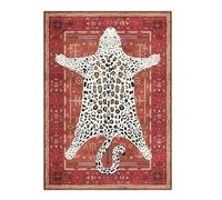 Grand tapis de salon marocain décoratif ethnique pour chambre à coucher, doux, antidérapant, lavable en machine (rouge, 120 x 180 cm)