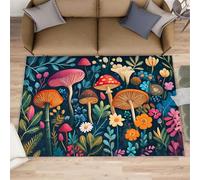Grand tapis de salon - Motif champignons - 160 x 230 cm - Pour chambre à coucher, conte de fées - Ne perd pas ses poils - Pour chambre d'enfant, bureau, salle de jeux