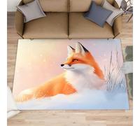 Grand tapis de salon motif renard rouge de dessin animé pour chambre à coucher, tapis de sol qui ne perd pas ses poils pour chambre à coucher, chambre d'enfant, bureau, salle de jeux d'enfants - 160 x