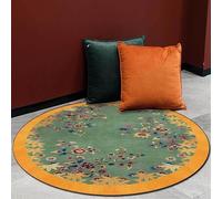 Grand tapis de salon, tapis rond lavable pour intérieur antidérapant, pour bureau, chevet, balcon, motif floral traditionnel rétro, multicolore, jaune et vert, 150 cm