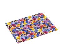 Grand tapis de séchage à vaisselle pour comptoir de cuisine - 45,7 x 61 cm - Tapis de séchage absorbant en microfibre avec boucle de suspension - Motif fleurs de pensées tricolores pour comptoir de