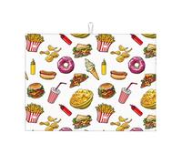 Grand tapis de séchage à vaisselle pour comptoir de cuisine - Tapis de séchage à vaisselle en microfibre absorbant pour comptoir de cuisine, ketchup, chips de pommes de terre, 45,7 x 61 cm avec boucle