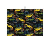 Grand tapis de séchage pour comptoir de cuisine - Tapis de séchage à vaisselle en microfibre absorbant pour comptoir de cuisine, Monster Truck1 45,7 x 61 cm avec boucle de suspension