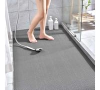 Grand tapis de sol antidérapant et anti-moisissure pour salle de bain/cuisine/piscine en PVC avec évacuation (gris, 90 x 200 cm)