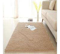 Grand tapis de sol moelleux à poils longs avec fond antidérapant, moderne, pour chambre d'enfant, aire de jeux, chambre d'enfant, tapis de chevet (90 x 160 cm, camel)