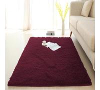Grand tapis de sol moelleux avec fond antidérapant, moderne, pour chambre d'enfant, aire de jeux, intérieur et tapis de chevet (160 x 90 cm, rouge vin)
