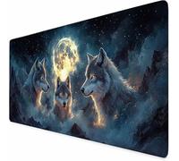 Grand Tapis de Souris 1000x500x3MM Tapis de Souris Gamer Gris Les Trois Loups, Accessoires Bureau avec Surface en Caoutchouc Antidérapant Résistant à l'eau pour Bureau, Joueur, Cadeau Homme -XZ25E