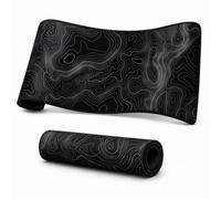 Grand tapis de souris (30 x 80 cm, extension étendue avec base en caoutchouc antidérapant, fond de carte topographique, lignes, contour géographique, pour jeu, bureau, ordinateur portable, ordinateur,