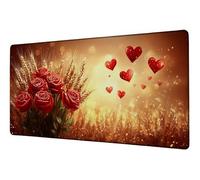 Grand Tapis de Souris 500x250 mm Tapis Souris XXL Amour sous Main Bureau Rose Mouse Pad Gaming Accessoire Bords Cousus Caoutchouc Antidérapante Fourniture Bureau Mousepad, pour Études Gaming D-236
