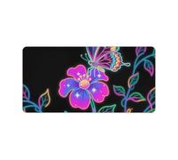 Grand tapis de souris 60 x 30 cm, base en caoutchouc antidérapant avec surface lisse, tapis de bureau portable papillon néon pour clavier d'ordinateur, bureau, jeux, maison