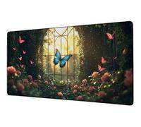 Grand Tapis de Souris 900x500 mm Tapis Souris XXL Europe du Nord sous Main Bureau Papillon Mouse Pad Gaming Accessoire Base Caoutchouc Antidérapante Fourniture Bureau Mousepad pour Études Gaming D-44