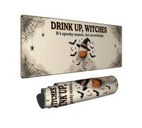 Grand tapis de souris amusant avec citation de sorcière Halloween 30,5 x | Illustration de chapeau de sorcière, tapis de souris étendu, motifs toile d'araignée, chauve-souris volantes