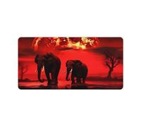 Grand tapis de souris antidérapant motif éléphants de pleine lune rouge, pour ordinateur et ordinateur portable, protection pour ordinateur portable, bloc-notes pour bureau et maison, 30,5 x 61 cm