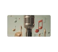 Grand tapis de souris antidérapant pour clavier avec microphone et note de musique, pour bureau, travail, maison, 30 x 60 cm