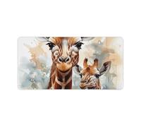 Grand tapis de souris antidérapant pour clavier de jeu, motif cerf, girafe, aquarelle, 30 x 60 cm