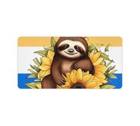 Grand tapis de souris antidérapant pour clavier de jeu Motif paresseux assis sur un tournesol 30 x 60 cm