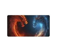 Grand tapis de souris antidérapant pour clavier Fire and Ice Dragons - Pour bureau, travail ou maison - 30 x 60 cm