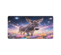 Grand tapis de souris avec âne dans des fleurs magiques - Sous-main de bureau imperméable pour ordinateur portable - Pour l'école, le bureau, la maison - 30,5 x 61 cm