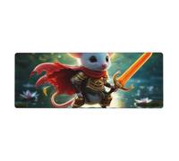 Grand tapis de souris avec base en caoutchouc antidérapant et bords cousus Motif A Mouse In Armor And Holding A Sword 11,8 x 31,5 cm