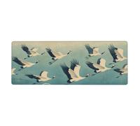 Grand tapis de souris avec base en caoutchouc antidérapant et bords cousus Motif grue blanche Flies Into The Sky 30 x 80 cm