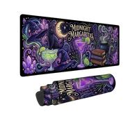 Grand tapis de souris avec citation de chat sorcier, 40,6 x 91,4 cm | Witchy Esthetic, Sous-main de bureau, art de cocktail mystique, motif croissant de lune, accessoire de bureau fantaisie