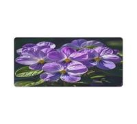 Grand tapis de souris avec motif violets en fleur - Sous-main de bureau imperméable pour ordinateur portable - Pour l'école, le bureau, la maison - 40,6 x 91,4 cm